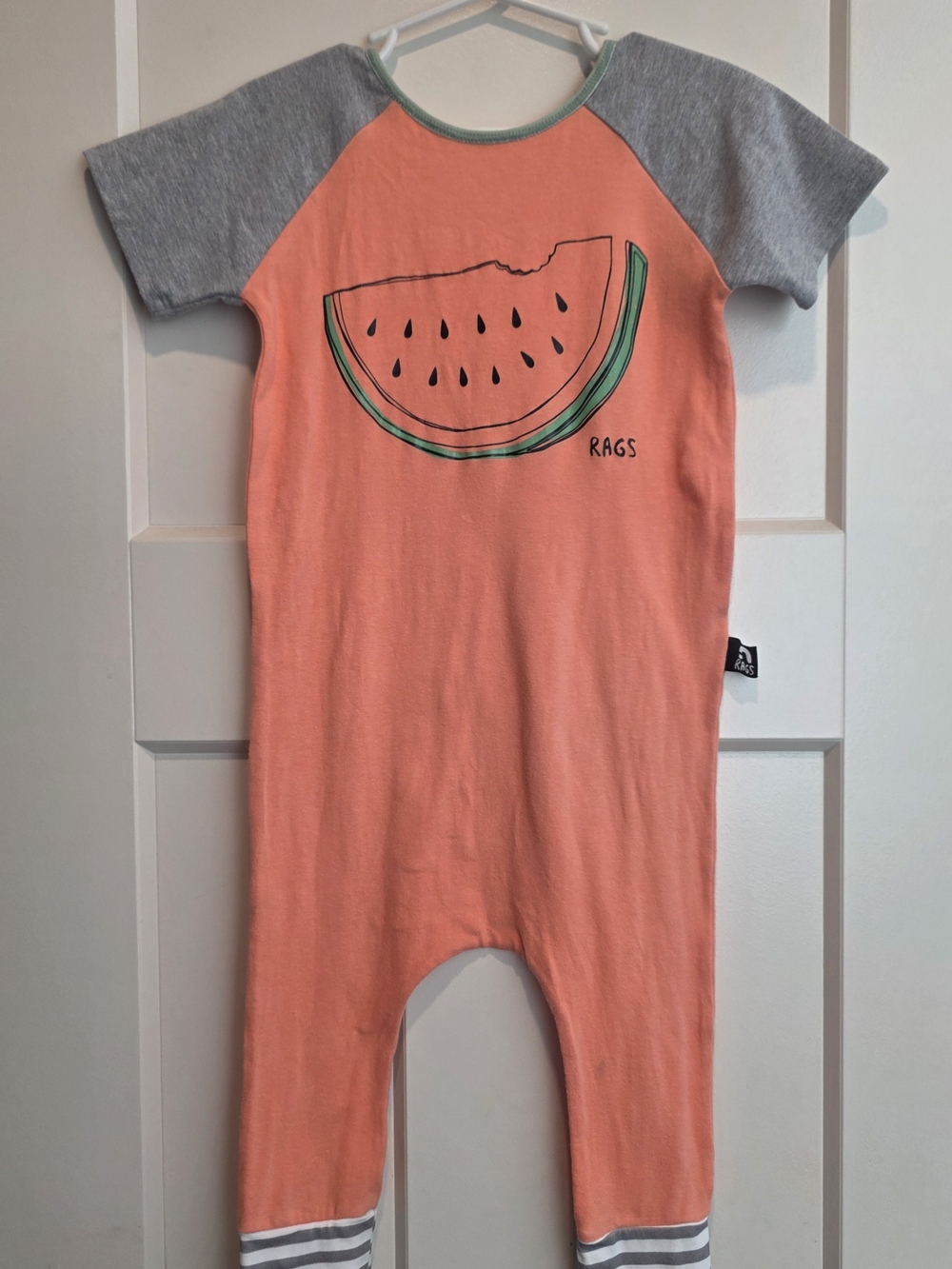 Rags to Raches Watermelon Romper 3/4t